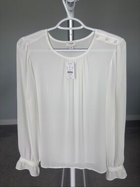 J. Crew Long-Sleeve Ruffle-Cuff Blouse with Shoulder Buttons